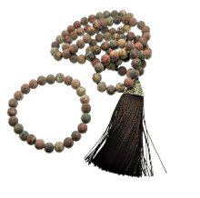 Last inn bildet i Galleri-visningsprogrammet, Stilig sett med kjede og armbånd i trommlet stein