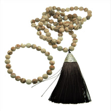 Last inn bildet i Galleri-visningsprogrammet, Stilig sett med kjede og armbånd i trommlet stein